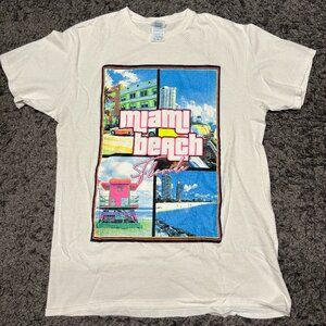 Miami Beach Party City Men’s T-shirt Sz M SOBE Miami Florida Surf Cotton Tee